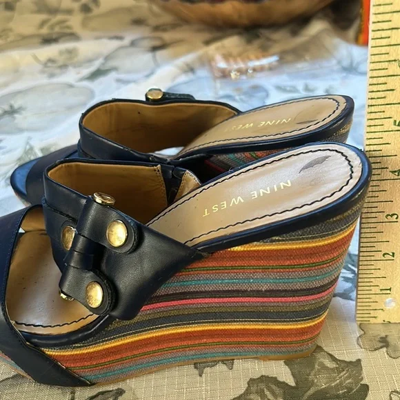 Nine West navy blue wedge size 8 - Picture 7 of 8